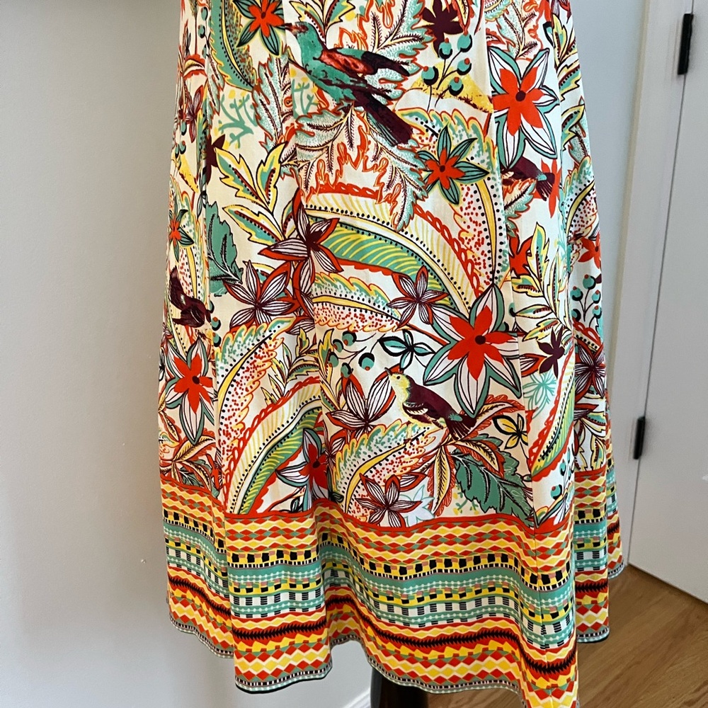 NWT Maggie London Floral Bird Print Sleeveless A-Line Dress Size 10 - Picture 5 of 12